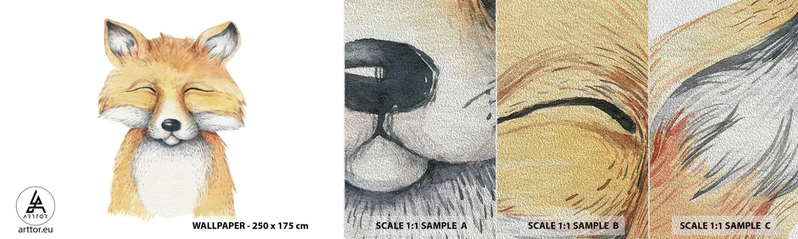 Fototapeten Muster Premium Sand - Fuchsstimmungen - Für Kinder, Fuchs, Freundschaft - 100x30 cm