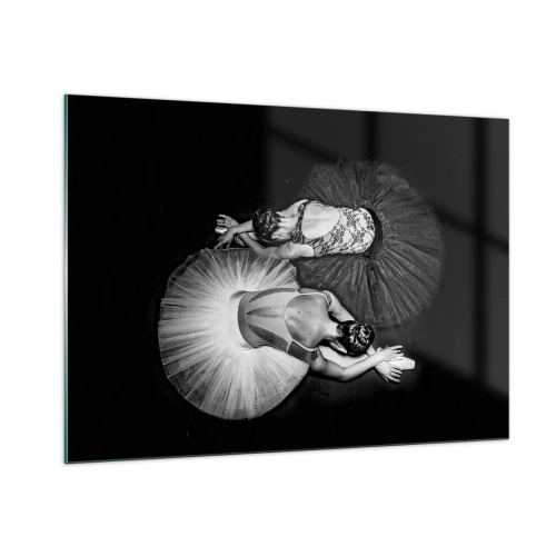 Glasbild - Bild auf glas - Zwei Ballerinas in einer Ruhepose mit schwarz-weißen Tutus - 100x70cm - Jin und Jang – perfekte Balance - Moderne Wanddekoration für Wohnzimmer und Schlafzimmer ARTTOR