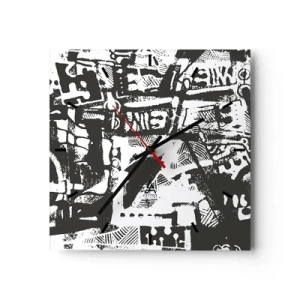 Wanduhr - Glasuhr - Ordnung oder Chaos? - 40x40 cm