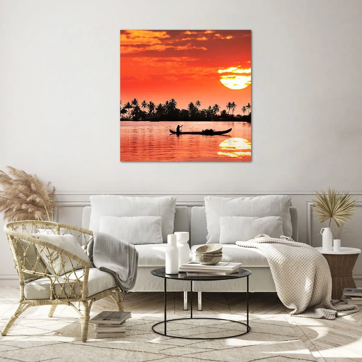 Glasbild - Bild auf glas - Die Ruhe der Tropen bei Sonnenuntergang - 70x70 cm