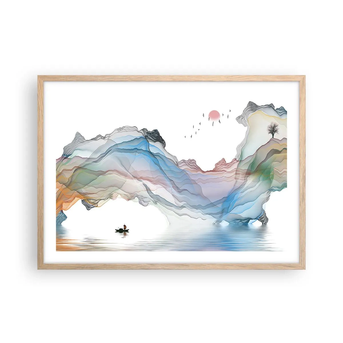 Poster in einem Rahmen aus heller Eiche - Zu den Kristallbergen - 70x50 cm