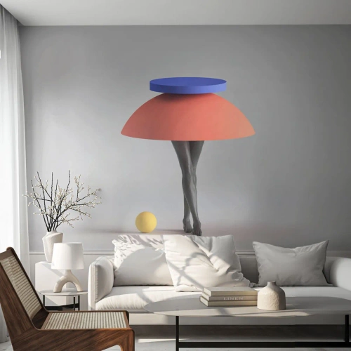 Fototapete Premium Sand - Eine abstrakte Figur aus geometrischen Formen und Beinen - 100x70cm - Surrealistische Komposition - Moderne Wanddekoration für Wohnzimmer und Schlafzimmer ARTTOR