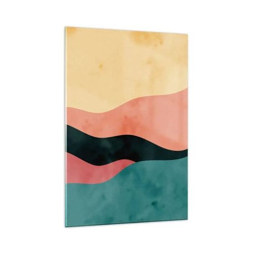 Glasbild - Bild auf glas - Abstrakte Wellen in Pastellfarben - 80x120cm - Konforme Nichtkonformität - Moderne Wanddekoration für Wohnzimmer und Schlafzimmer ARTTOR