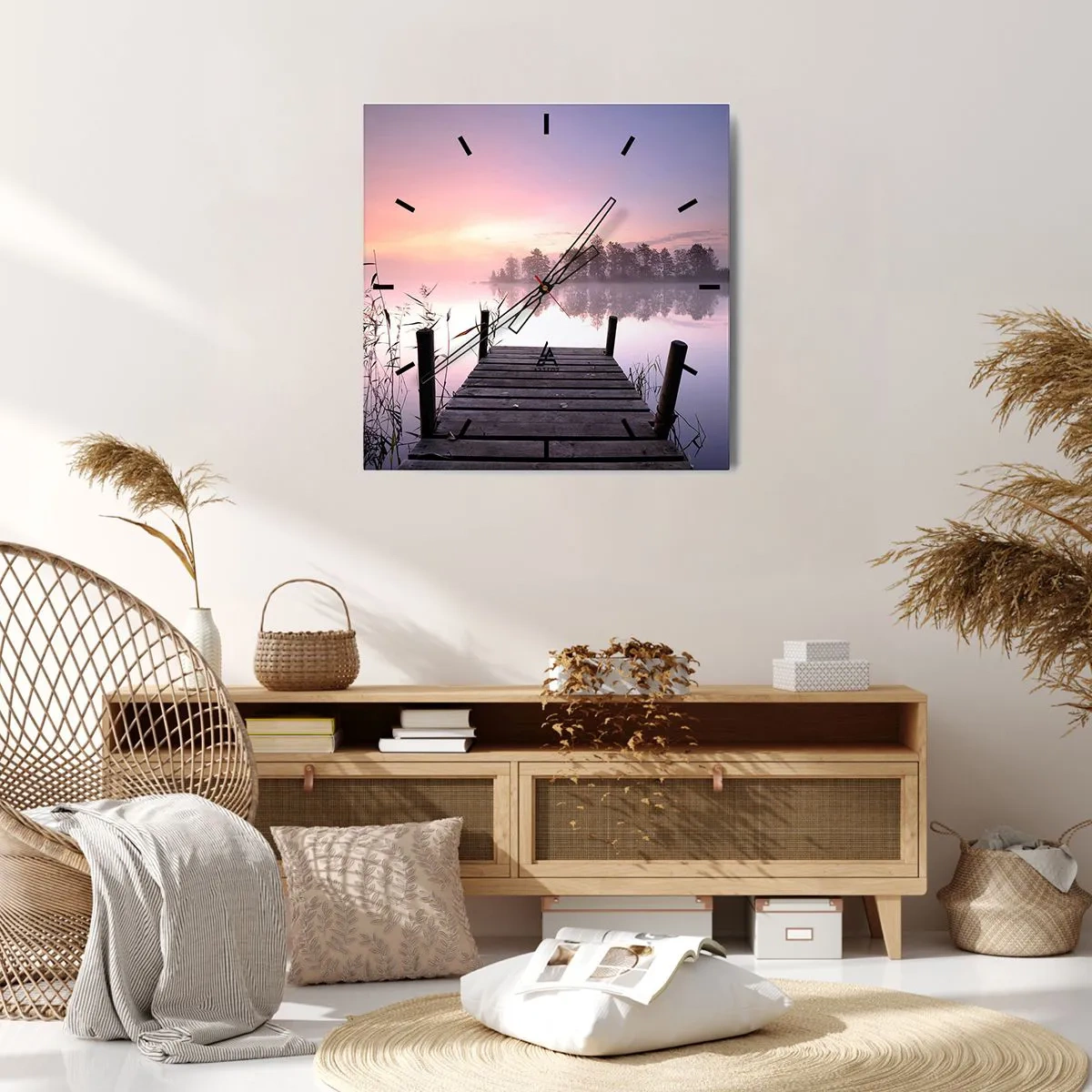 Wanduhr - Glasuhr - Aus dem lila Nebel ... - 40x40 cm