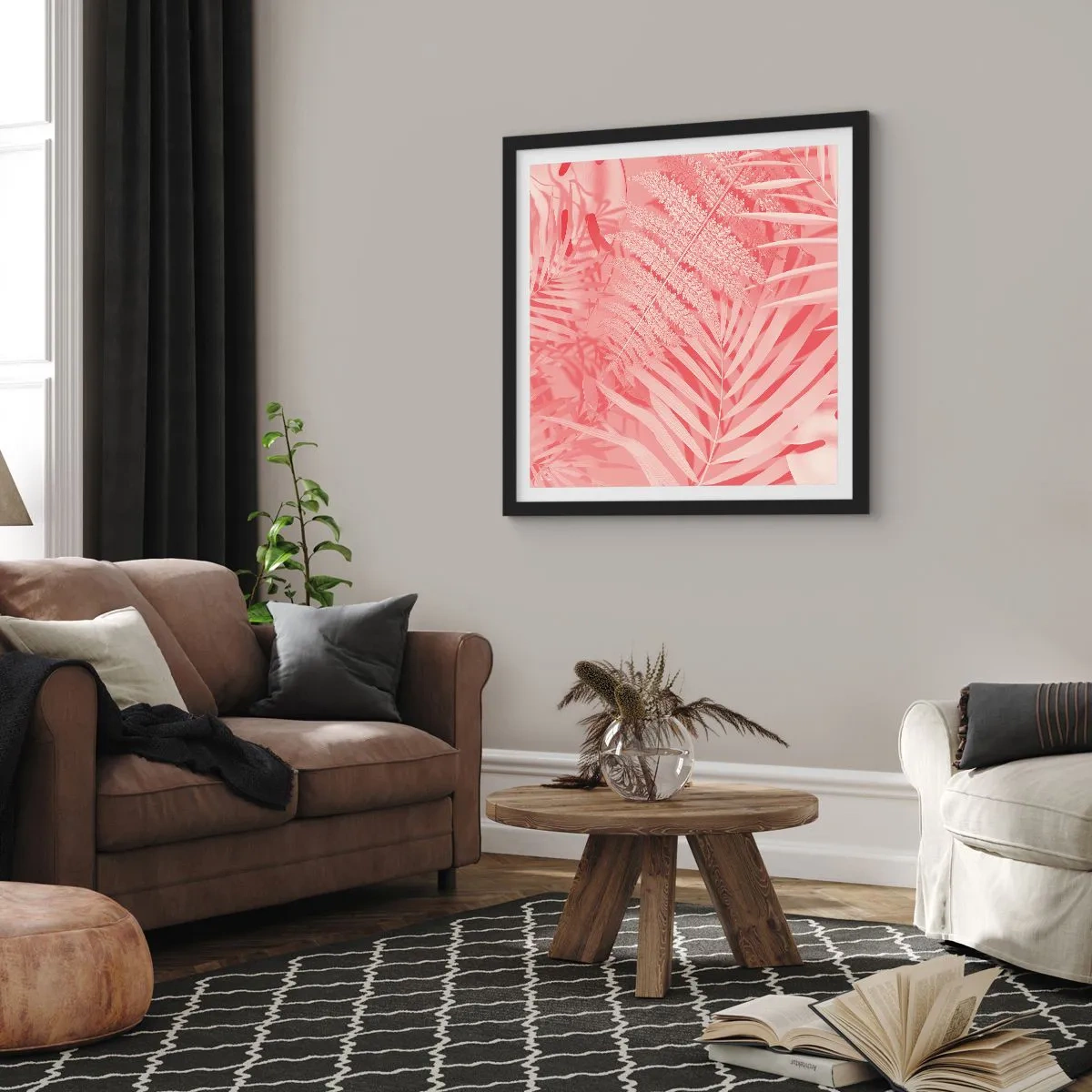 Poster in einem schwarzem Rahmen - Rosa Konzept - 30x30 cm