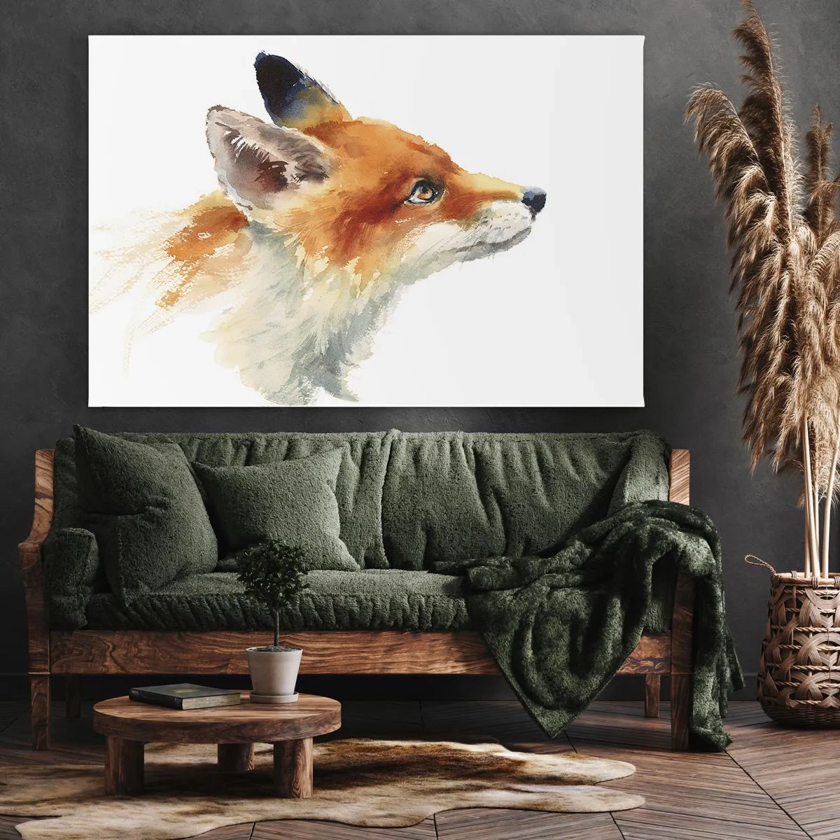 Bild auf Leinwand - Leinwandbild - Rotfuchs im Aquarellstil auf weißem Hintergrund - 120x80cm - Man kann nie vorsichtig genug sein - Moderne Wanddekoration für Wohnzimmer und Schlafzimmer ARTTOR