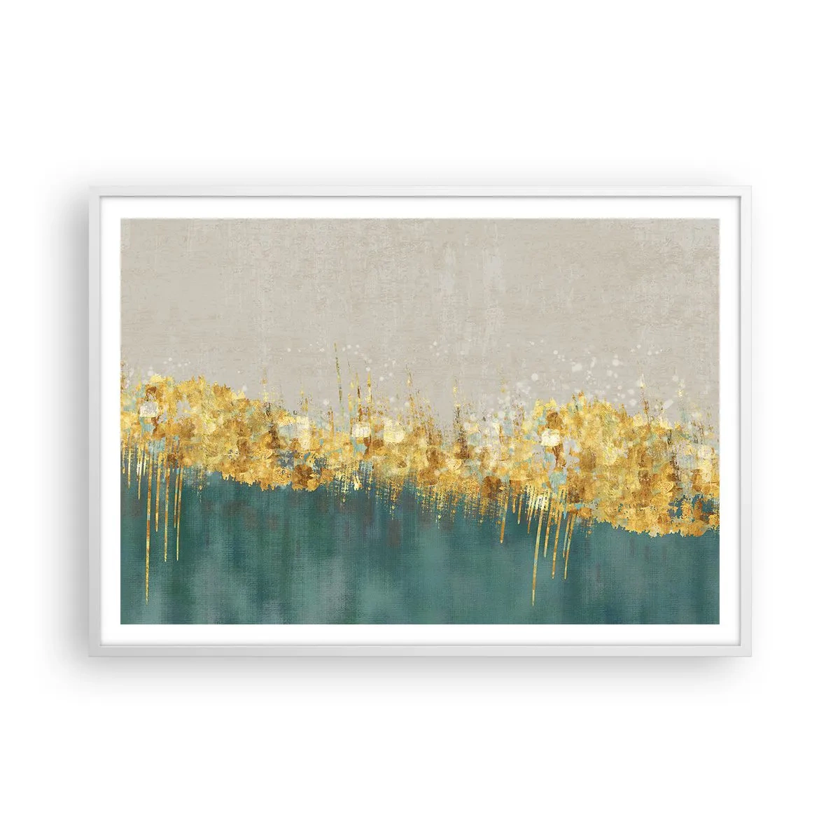 Poster in einem weißen Rahmen - Goldener Rand - 100x70 cm