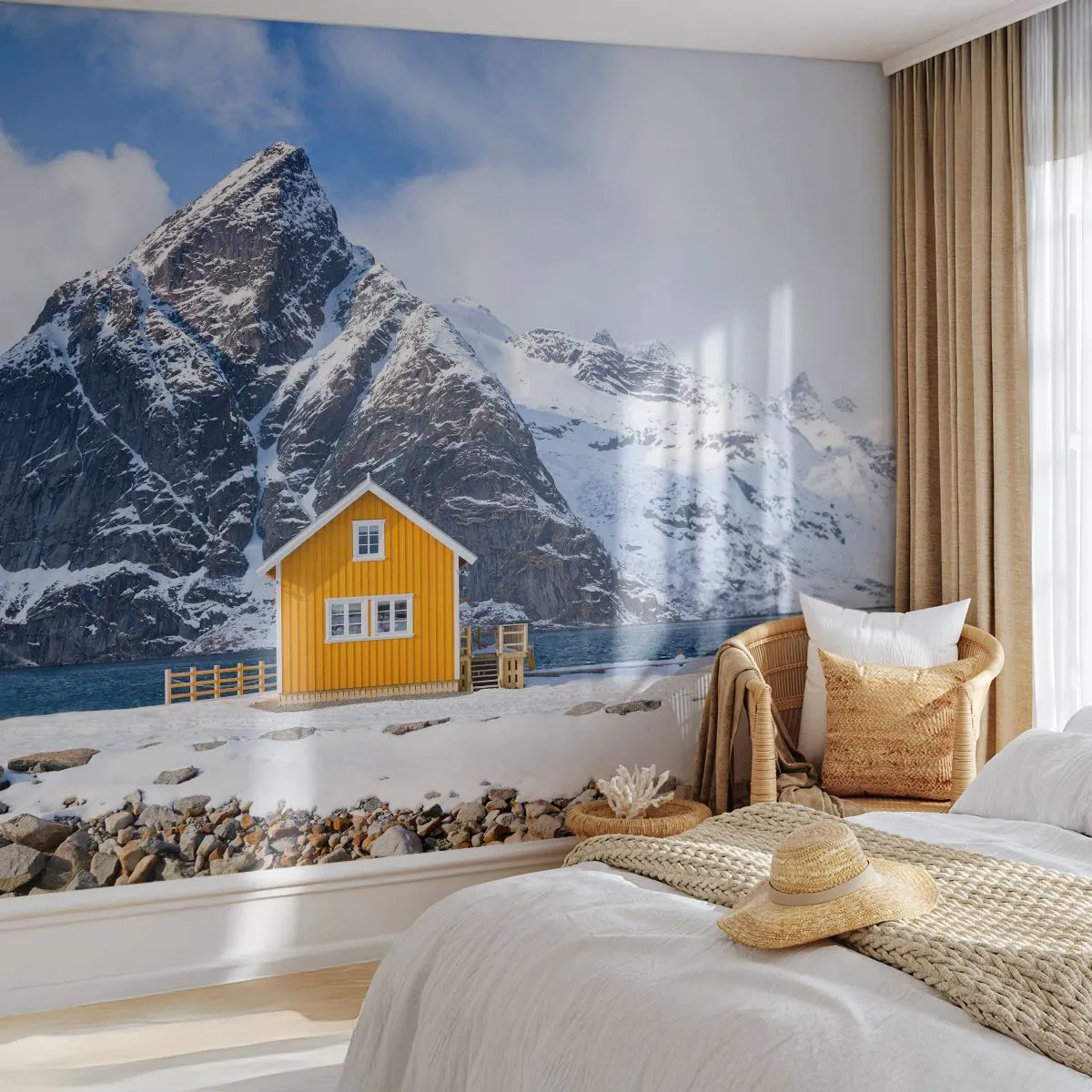 Fototapete Premium Canvas - Skandinavische Feiertage - Winter, Alpen, Berge - 250x175 cm