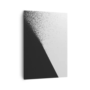 Bild auf Leinwand - Leinwandbild - Minimalistische Abstraktion in Schwarz und Weiß mit verstreuten Punkten - 50x70cm - Immer schneller, immer mehr - Moderne Wanddekoration für Wohnzimmer und Schlafzimmer ARTTOR
