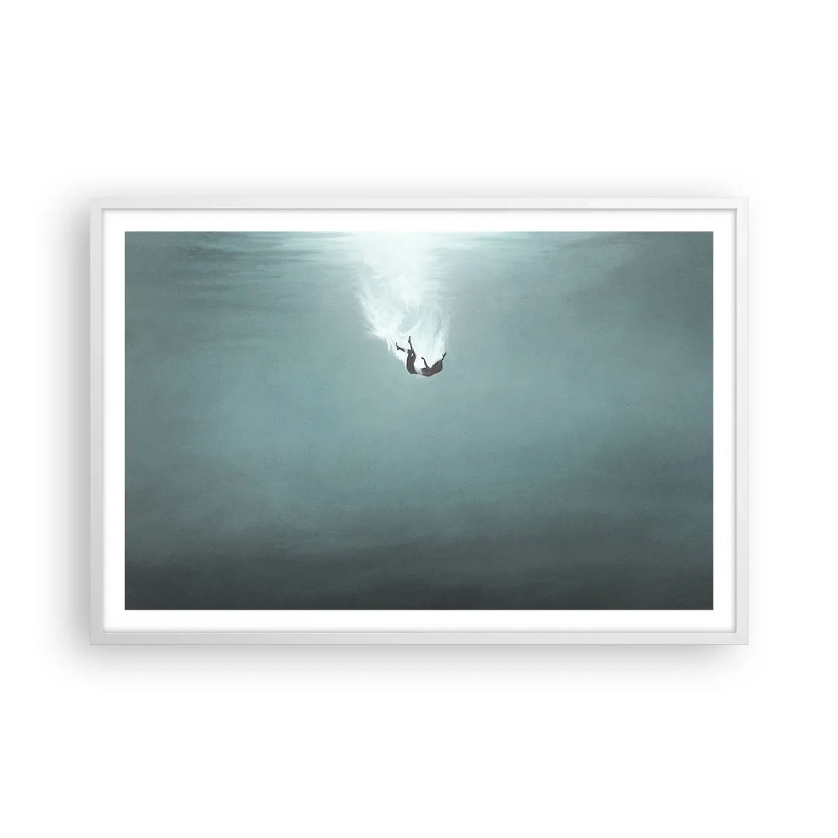 Poster in einem weißen Rahmen - In den Armen des Ozeans - 91x61 cm