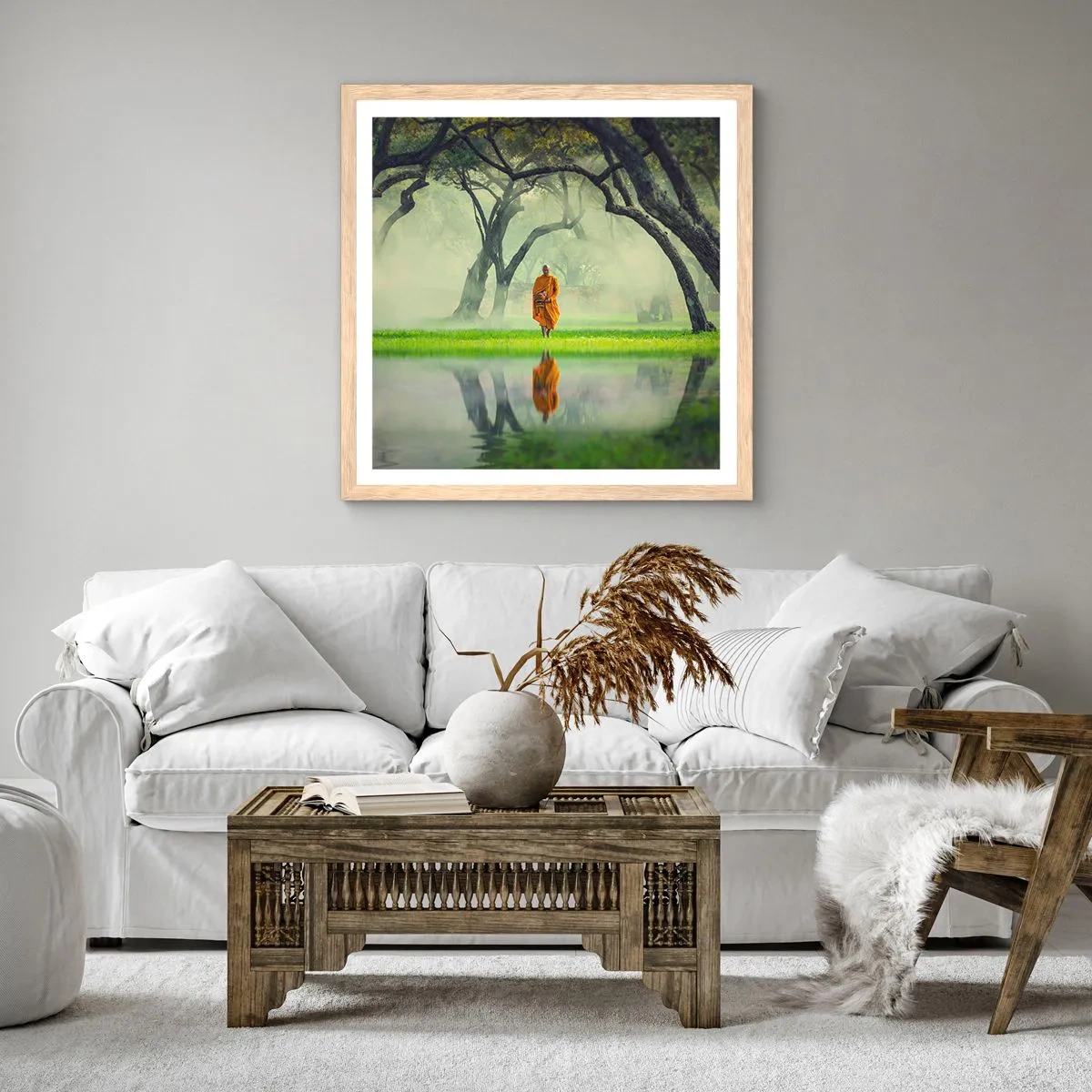 Poster in einem Rahmen aus heller Eiche - Auf dem Weg zur Erleuchtung - 50x50 cm