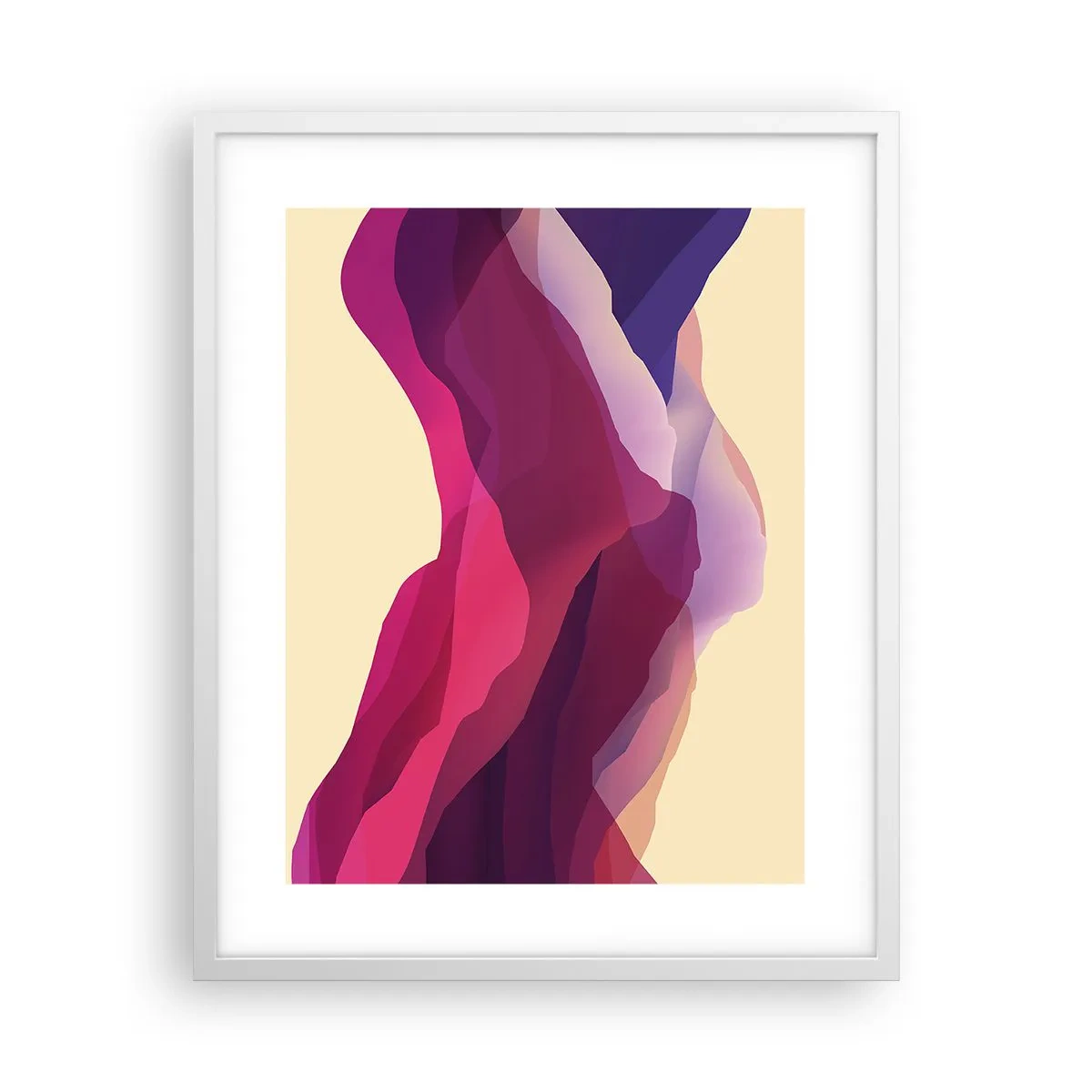 Poster in einem weißen Rahmen - Lila Wellen - 40x50 cm