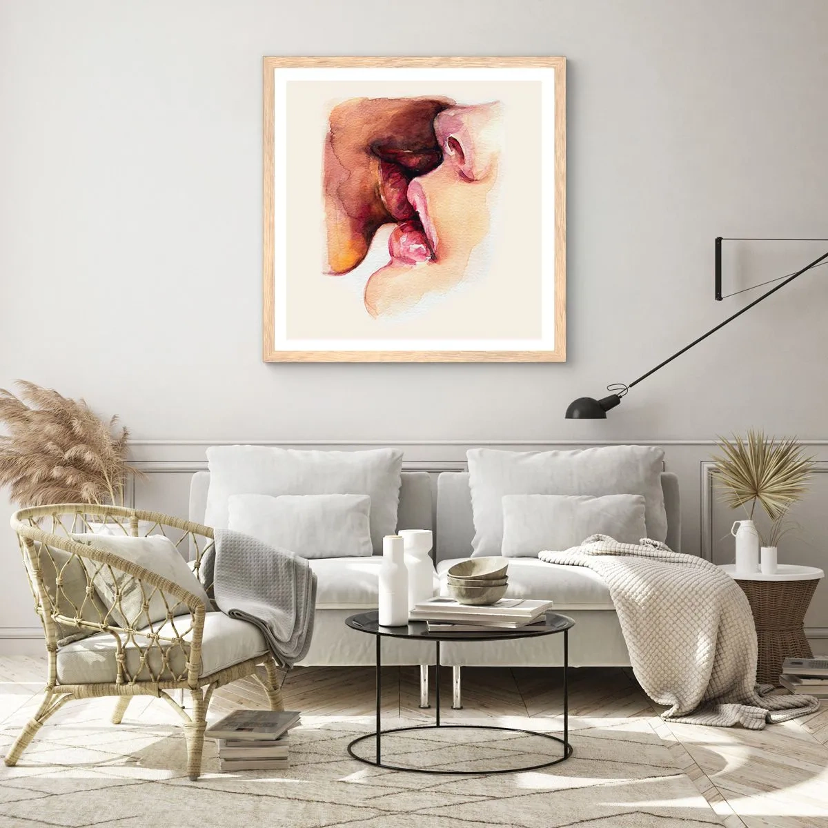 Poster in einem Rahmen aus heller Eiche - Wie Tag und Nacht, Erde und Himmel - 50x50 cm