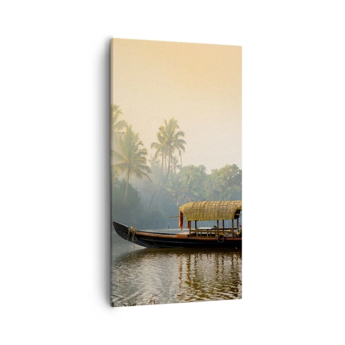 Bild auf Leinwand - Leinwandbild - Haus am Fluss - 55x100 cm