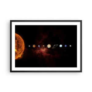Poster in einem schwarzem Rahmen - Das Sonnensystem mit Planeten vor dem Hintergrund des Weltraums - 70x50cm - Unsere Nachbarschaft - Moderne Wanddekoration für Wohnzimmer und Schlafzimmer ARTTOR
