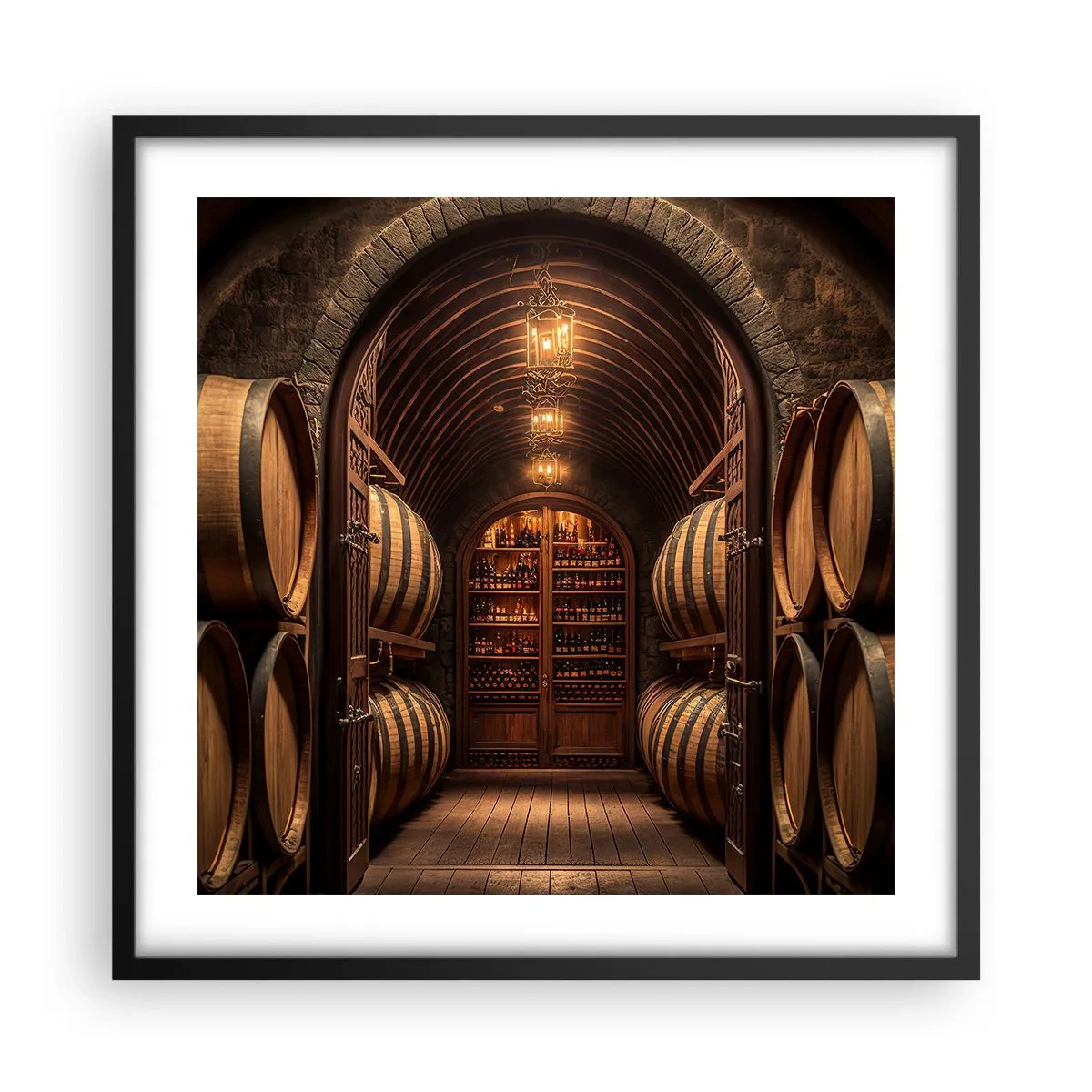 Poster in einem schwarzem Rahmen - Stimmungsvoller Keller - 50x50 cm