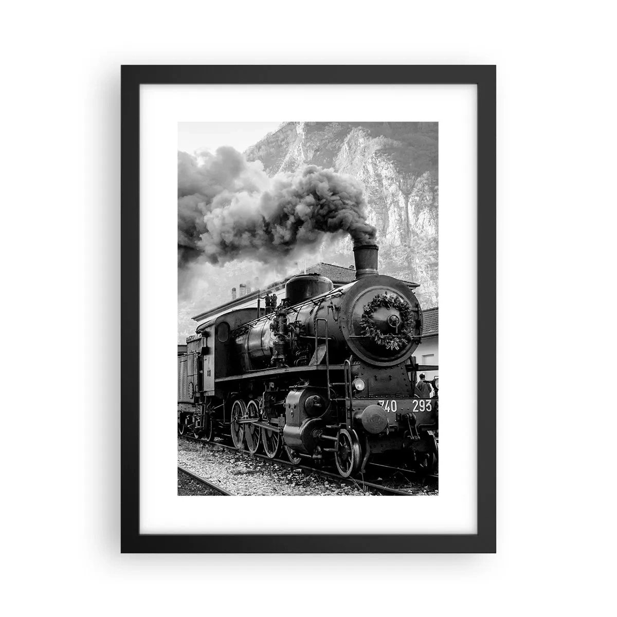 Poster in einem schwarzem Rahmen - Steht am Bahnhof ... - 30x40 cm