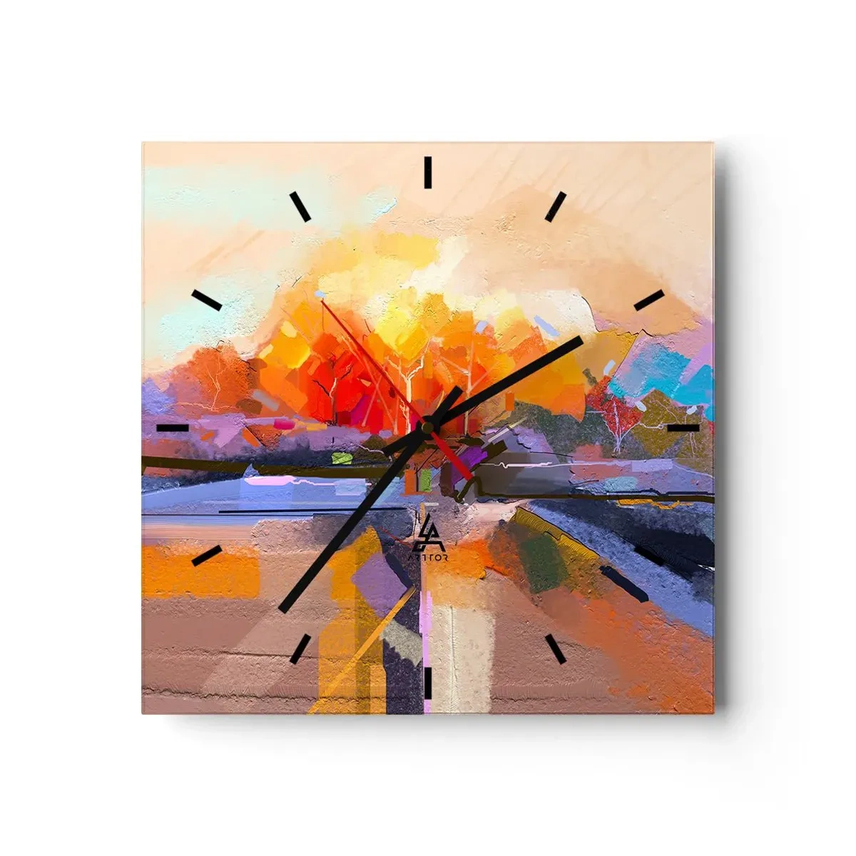 Wanduhr - Glasuhr - Der Herbst ist geworden - 40x40 cm