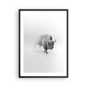 Poster in einem schwarzem Rahmen - Eine minimalistische Interpretation des Bisons - 50x70cm - König der Prärie - Moderne Wanddekoration für Wohnzimmer und Schlafzimmer ARTTOR