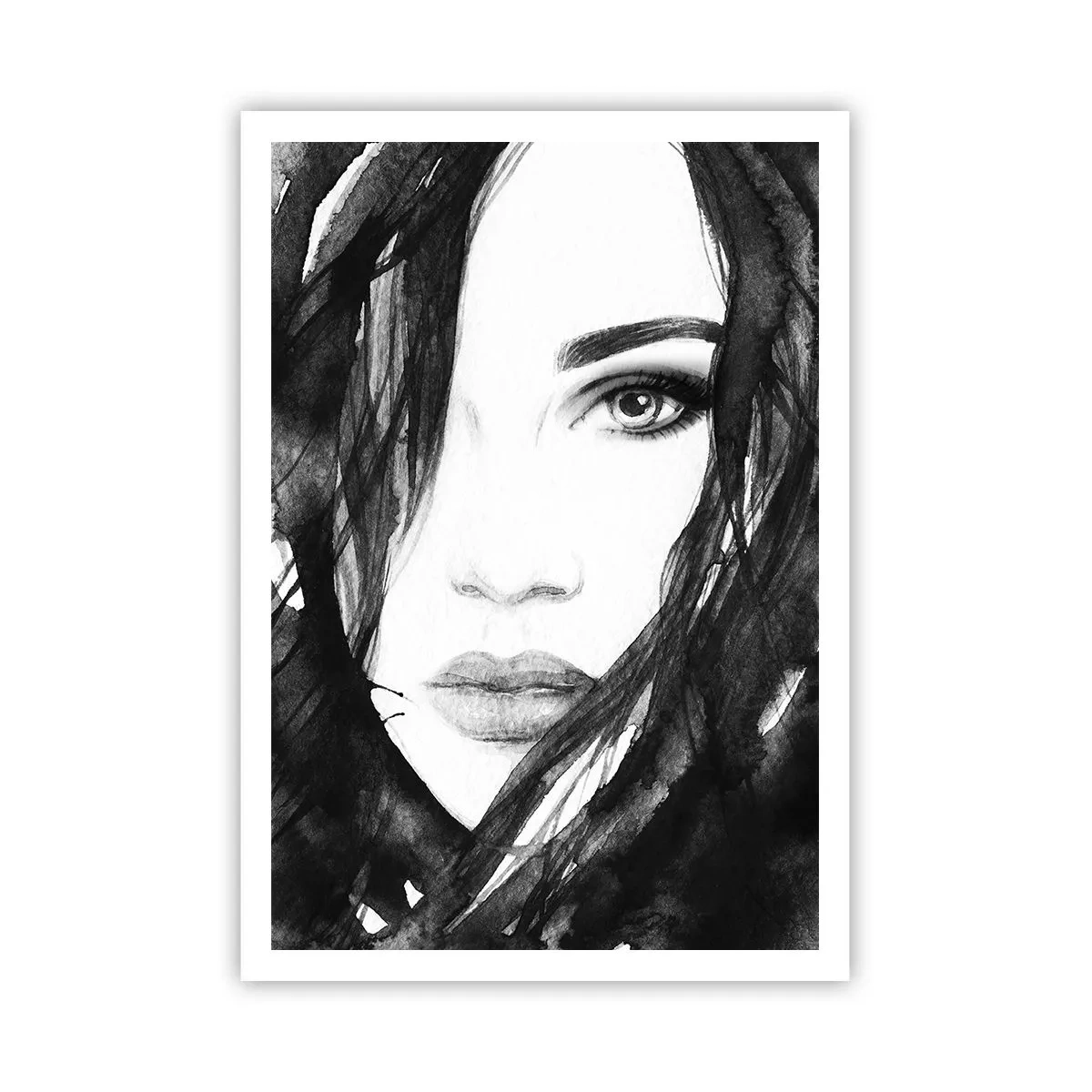 Poster - Porträt einer Dame in Schwarzweiß - 70x100 cm