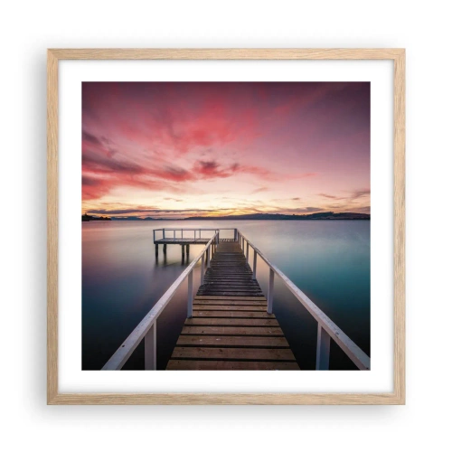 Poster in einem Rahmen aus heller Eiche - Die sanfte Flamme des Abends - 50x50 cm