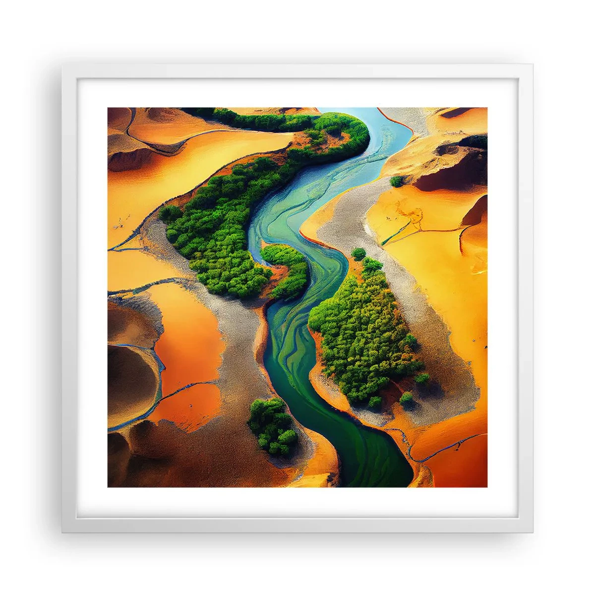 Poster in einem weißen Rahmen - Lebensspendender Fluss - 50x50 cm