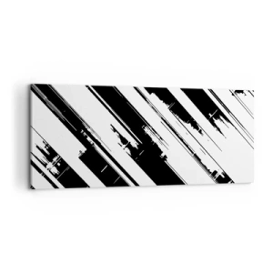 Bild auf Leinwand - Leinwandbild - Schwarz-weiße Linien und geometrische Muster im modernen Stil - 120x50cm - Eine intensive und dynamische Komposition - Moderne Wanddekoration für Wohnzimmer und Schlafzimmer ARTTOR