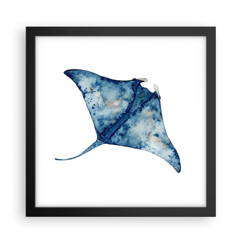 Poster in einem schwarzem Rahmen - Leben im Blau - 30x30 cm