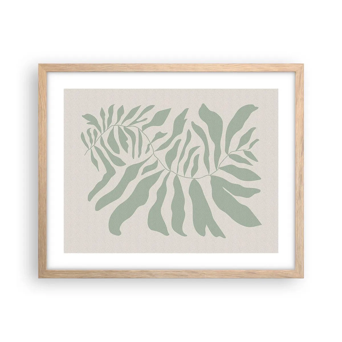 Poster in einem Rahmen aus heller Eiche - Smaragdzweig - 50x40 cm