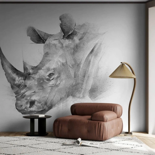 Selbstklebende Fototapete Deluxe Sticker - Afrikanisches Porträt - Abstraktion, Nashorn, Tiere - 150x105 cm