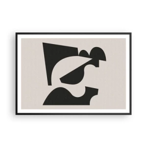 Poster in einem schwarzem Rahmen - Abstrakte geometrische Komposition in Schwarz und Weiß - 100x70cm - Zum Selbstbauen - Moderne Wanddekoration für Wohnzimmer und Schlafzimmer ARTTOR