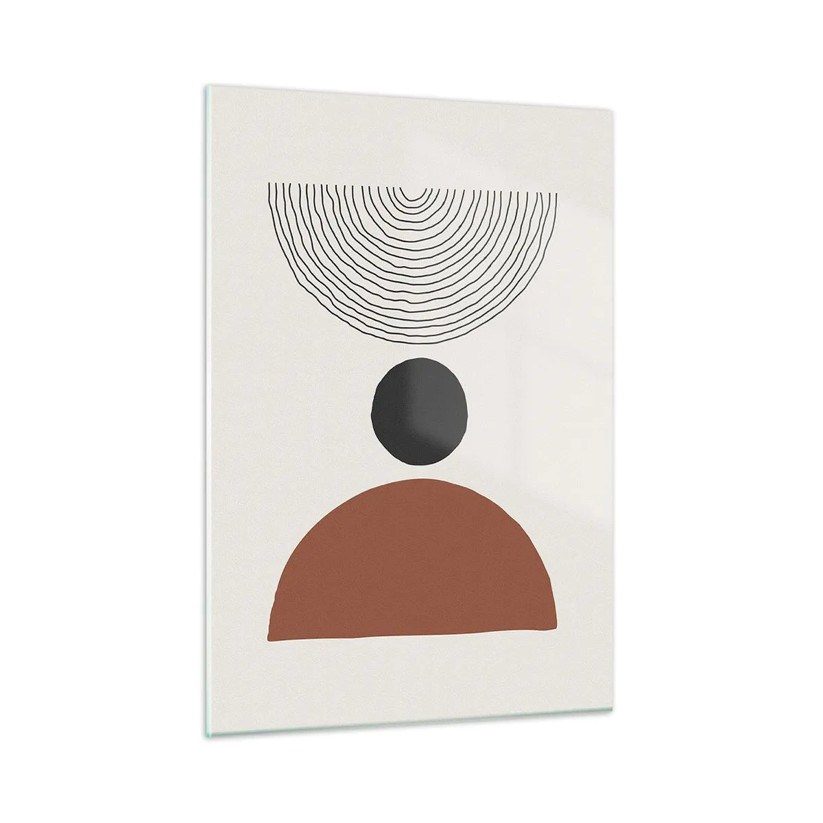 Glasbild - Bild auf glas - Abstrakte geometrische Formen auf hellem Hintergrund - 50x70cm - Das Zentrum der Aufmerksamkeit - Moderne Wanddekoration für Wohnzimmer und Schlafzimmer ARTTOR