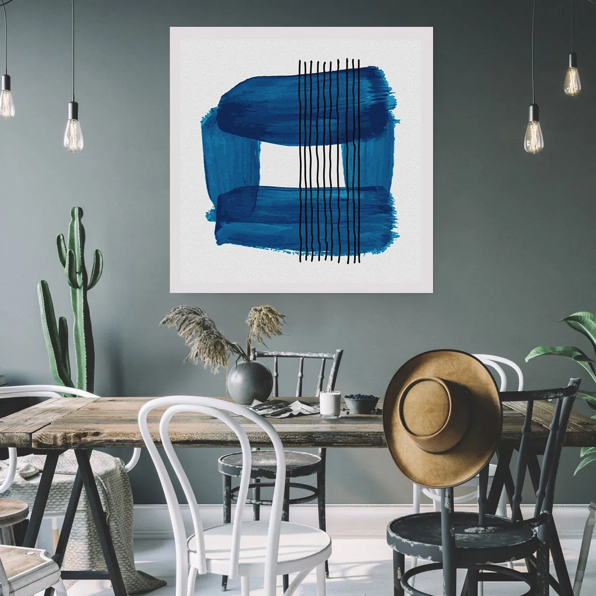 Poster - Blaue und schwarze Komposition - 50x50 cm