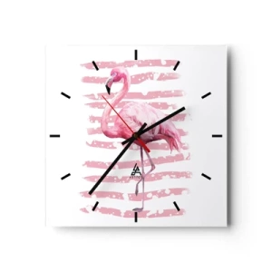 Wanduhr - Glasuhr - In Würde, aber in Pink - 40x40 cm