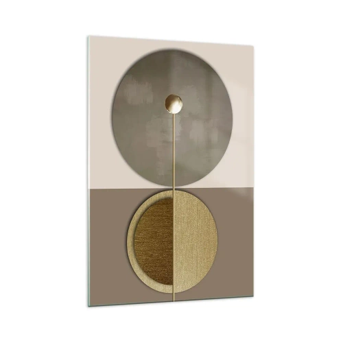 Glasbild - Bild auf glas - Abstrakte Kreise in Gold- und Beigetönen - 70x100cm - Perfekte Balance - Moderne Wanddekoration für Wohnzimmer und Schlafzimmer ARTTOR