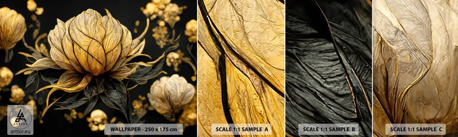 Fototapeten Muster Selbstklebend Deluxe Sticker - Subtile Zerbrechlichkeit - Blume, Art Deco, Glanz - 100x30 cm