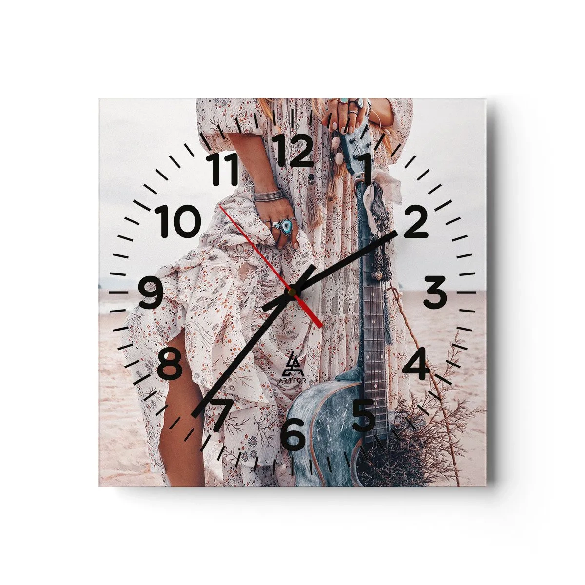 Wanduhr - Glasuhr - Kinderblumen auf dem Weg - 40x40 cm