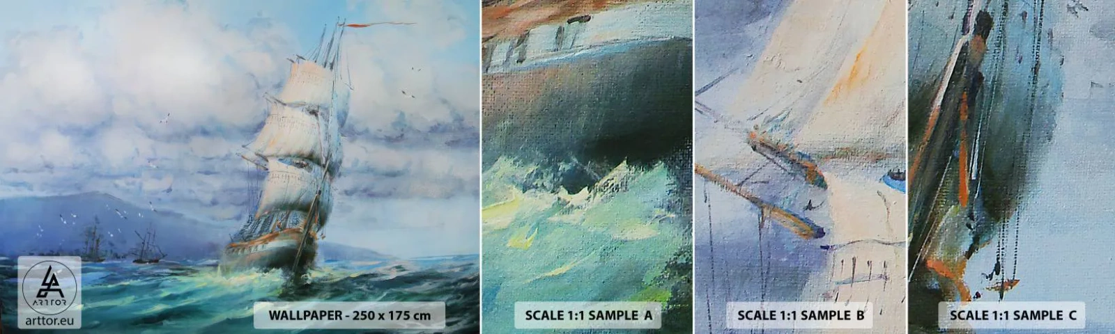 Fototapeten Muster Selbstklebend Deluxe Sticker - Guter Wind - Segelschiff, Meer, Segeln - 100x30 cm