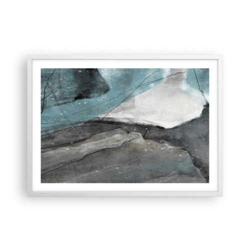 Poster in einem weißen Rahmen - Abstraktion: Felsen und Eis - 70x50 cm