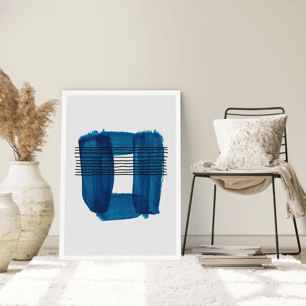 Poster - Abstrakte Komposition in Blautönen - 50x70cm - Blaue und schwarze Komposition - Moderne Wanddekoration für Wohnzimmer und Schlafzimmer ARTTOR