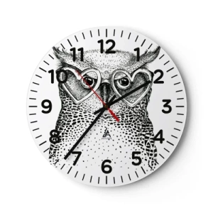 Wanduhr - Glasuhr - Klug und mit Liebe - 40x40 cm
