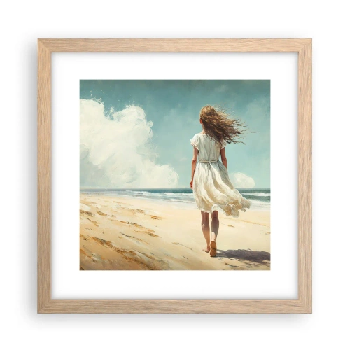 Poster in einem Rahmen aus heller Eiche - Der Sonne und dem Wind begegnen - 30x30 cm