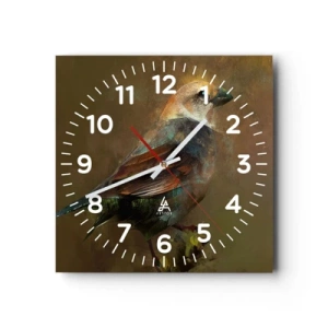 Wanduhr - Glasuhr - Ein Spatz, ein kleines Vögelchen - 40x40 cm