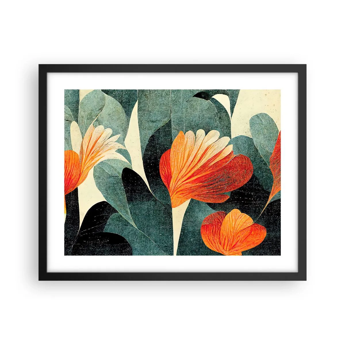 Poster in einem schwarzem Rahmen - Hitze der Tropen und Kühle des Grüns - 50x40 cm