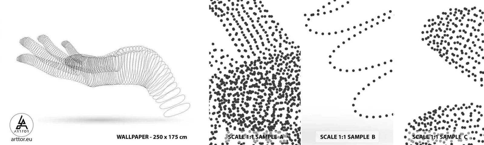 Fototapetenmuster Standard Eco - Federnde Hand - Abstraktion, Grafik, Hand - 100x30 cm