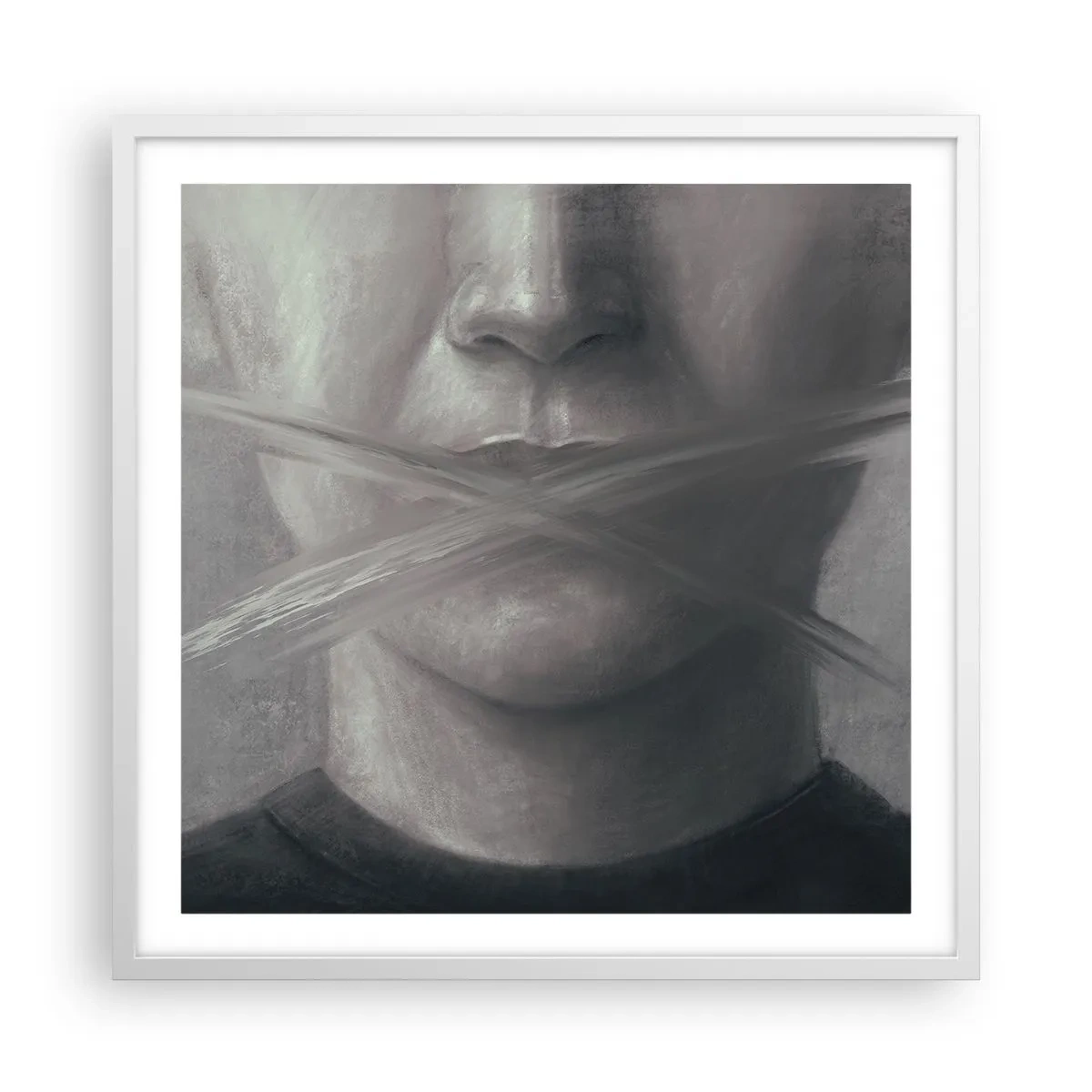 Poster in einem weißen Rahmen - Ohne ein Wort - 60x60 cm