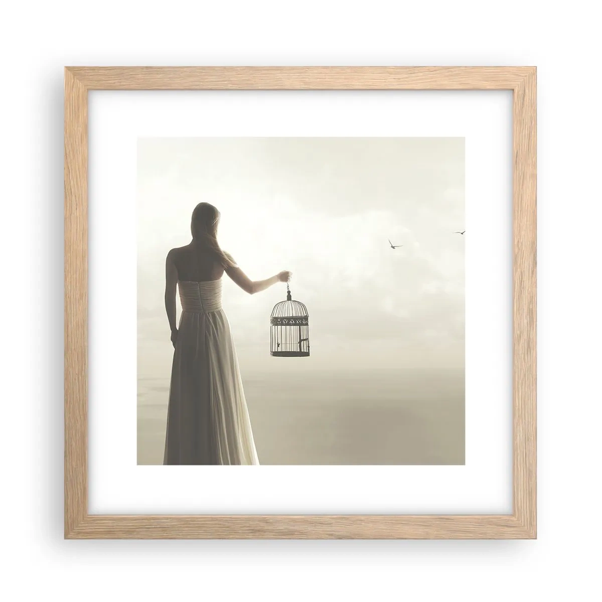 Poster in einem Rahmen aus heller Eiche - Sei frei - 30x30 cm