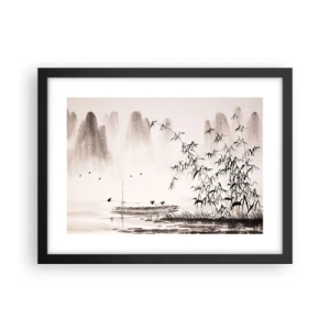 Poster in einem schwarzem Rahmen - Die Stille der Reisfelder - 40x30 cm