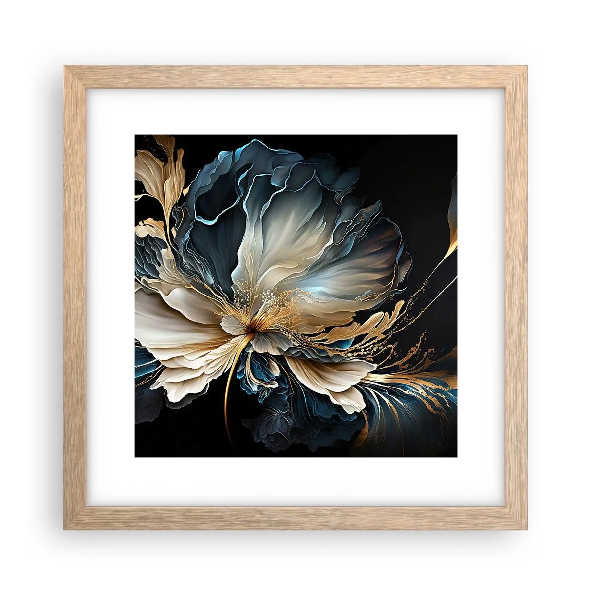 Poster in einem Rahmen aus heller Eiche - Märchenhafte Farnblume - 30x30 cm