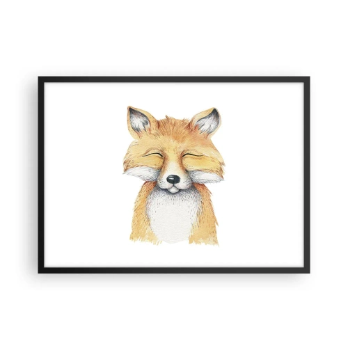 Poster in einem schwarzem Rahmen - Ein Aquarellfuchs mit einem Lächeln im minimalistischen Stil - 70x50cm - Fuchsstimmungen - Moderne Wanddekoration für Wohnzimmer und Schlafzimmer ARTTOR